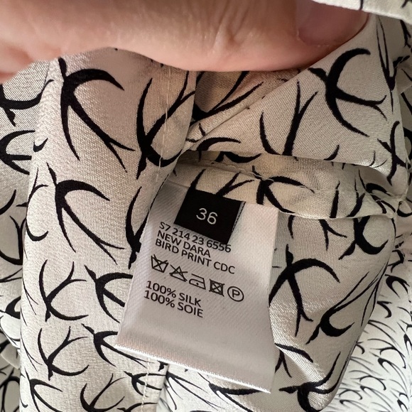 JOSEPH Dara silk tunic blouse black & white bird print size FR 38 (US Medium, M) - Picture 4 of 9